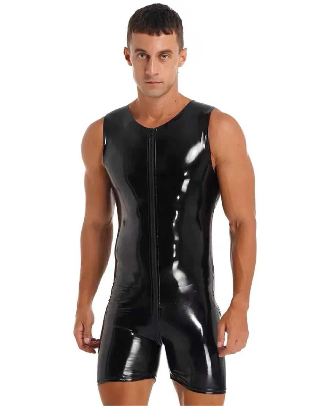 MEN’S LEATHER ZIPPER JUMPSUIT