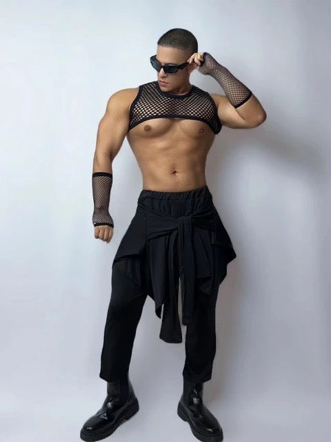 FISHNET CROP TOP WITH PANTS MALE GOGO COSTUME