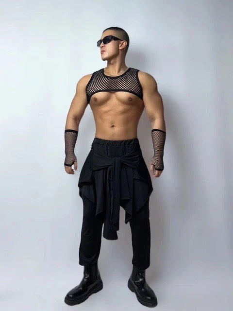 FISHNET CROP TOP WITH PANTS MALE GOGO COSTUME