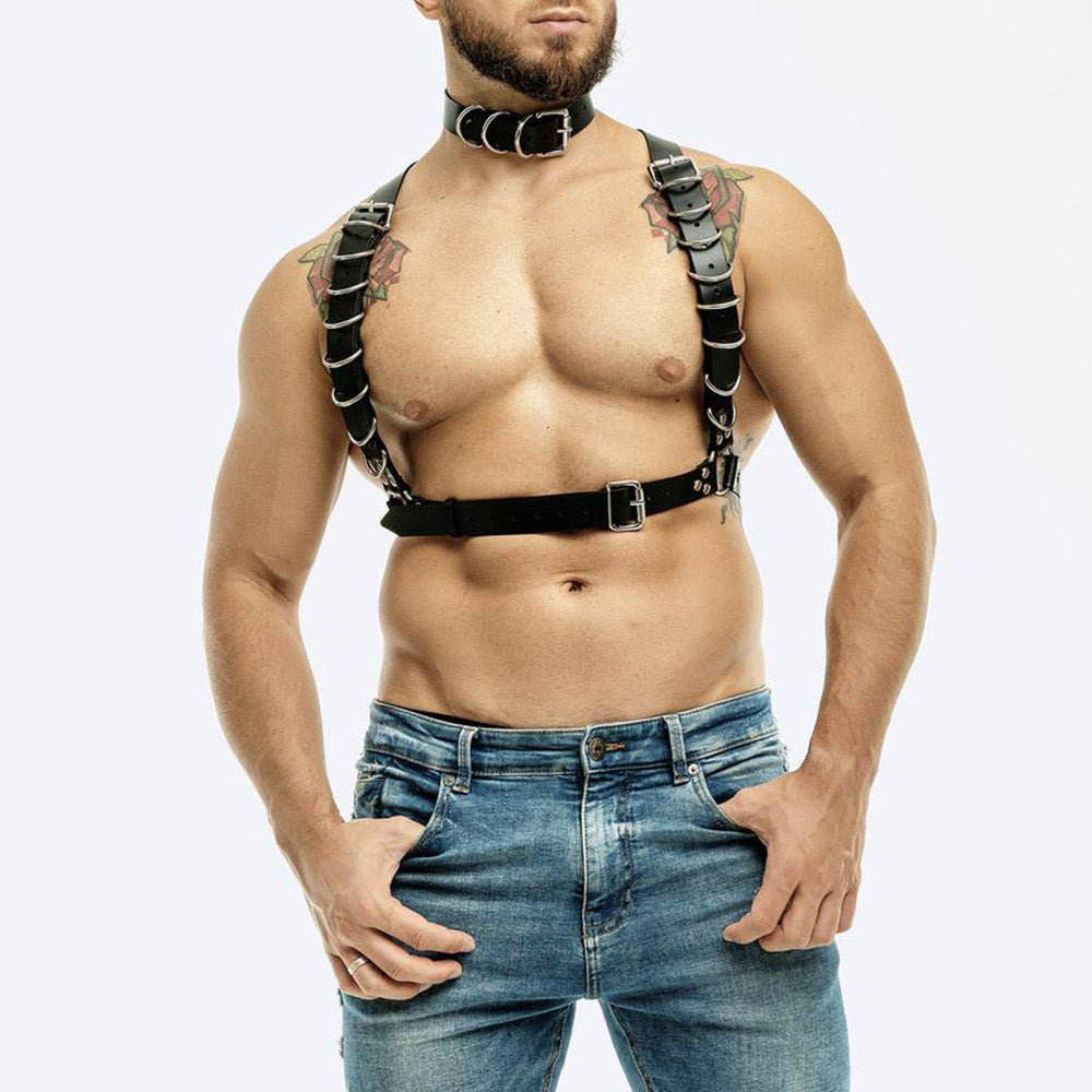 Men's Classic Leather Chest Harness in Black – Honour Clothing