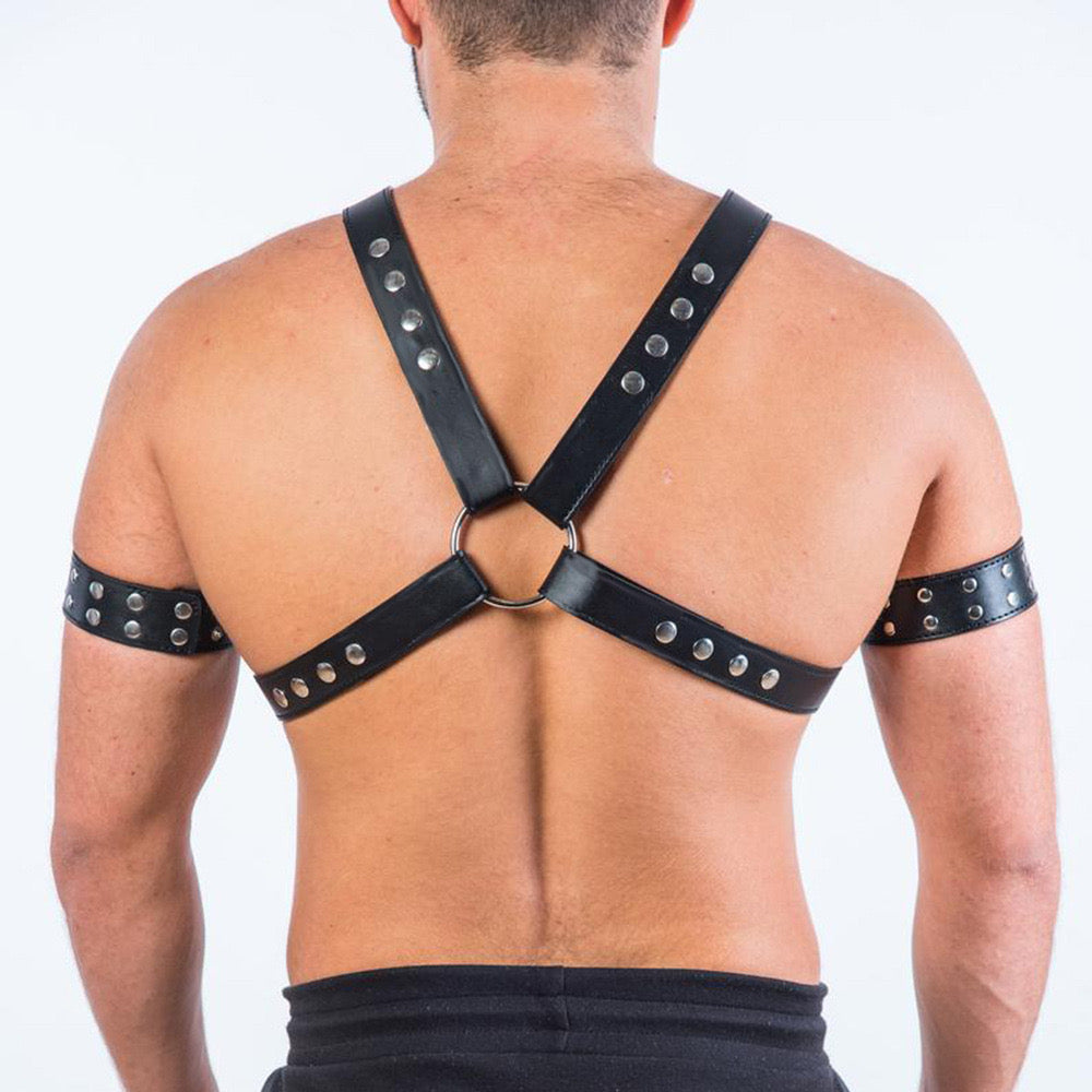 THE HORUS O-RING MEN’S LEATHER HARNESS AND ARMBANDS