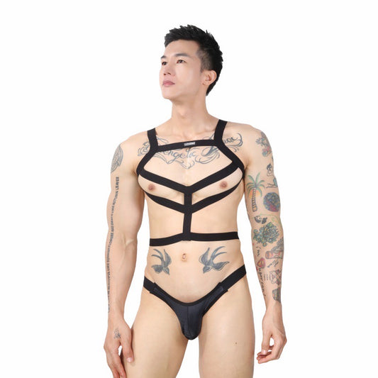 CLEVER-MENMODE BONDAGE CHEST HARNESS WITH MATCHING BUM-LIFTING JOCKSTRAP