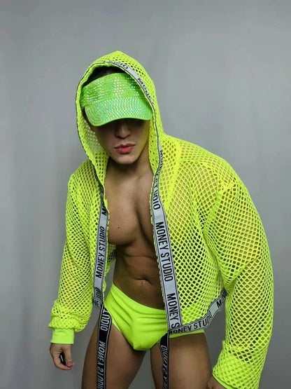 FISHNET JACKET AND BRIEFS MALE GOGO COSTUME