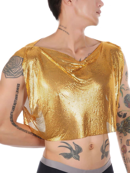 MEN’S METALLIC CROP TANK TOPS